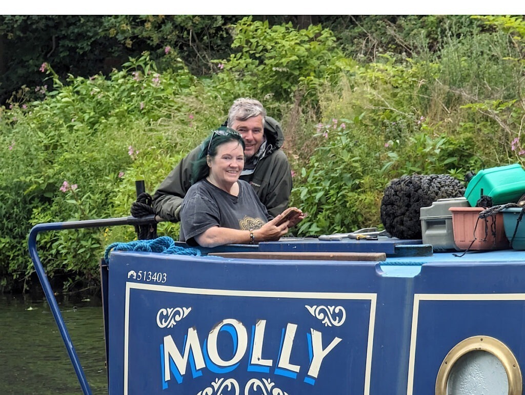 Jules and Pete on Narrowboat Molly